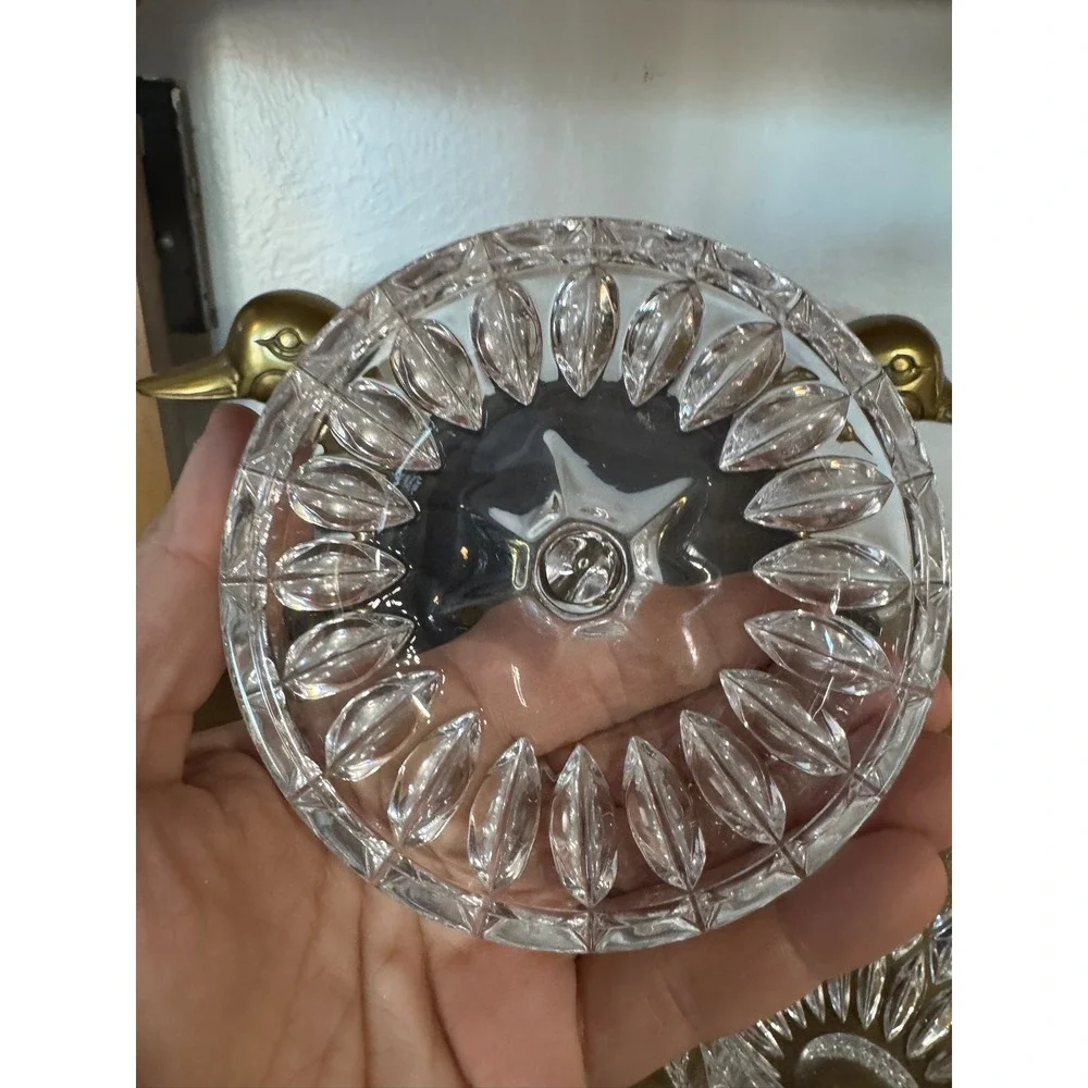 Gorham Crystal Apple Candy Dish with Lid Vintage Glass Trinket‎ Box Jewel Box